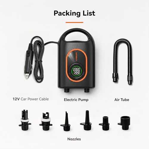 Electric Paddle Board Pump 20 PSI with Auto Shut-Off, Dual-Stage Inflation, Portable SUP Air Pump for Kayak Boat & Surfing