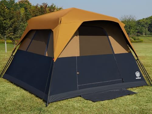 Ever Advanced 6 Person Blackout Instant Cabin Tent - Orange, Easy Setup, Family Camping Gear
