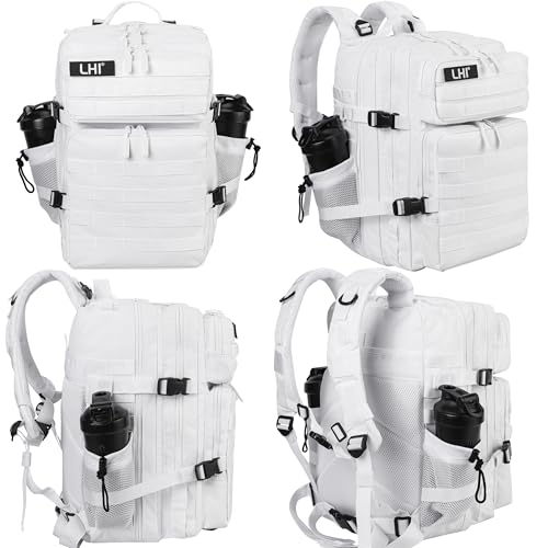 White Military Tactical Backpack 45L Assault Pack with Molle System for Outdoor Camping