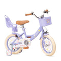 Bixike Girls Bike with Basket & Doll Seat - Purple, 14 Inch, Toddler & Kids Bike for Ages 3-5
