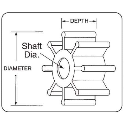 Jabsco Impeller Kit - 8 Blade Neoprene, 2-9/16" Diameter, 5/8" Shaft