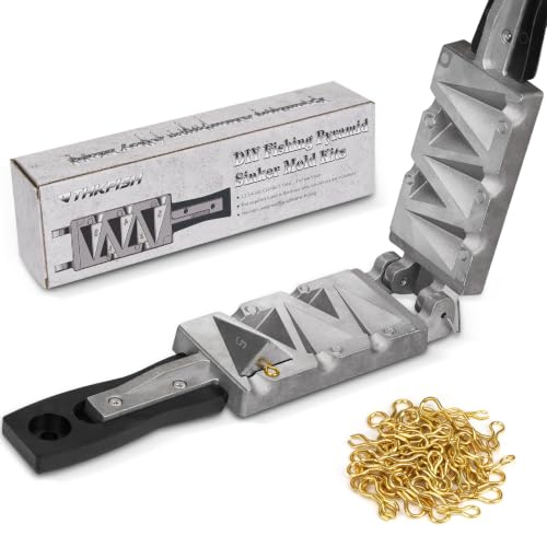 Fishing Sinkers Pyramid Mold Set 5 Pack - Heat-Resistant Handle, Brass Wire, Model Pyramid Sinker