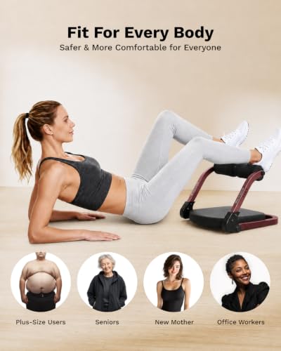 AIRHOP Red Ab Machine 4-Speed Auto Rebound Sit Up Abdominal Trainer Home Gym