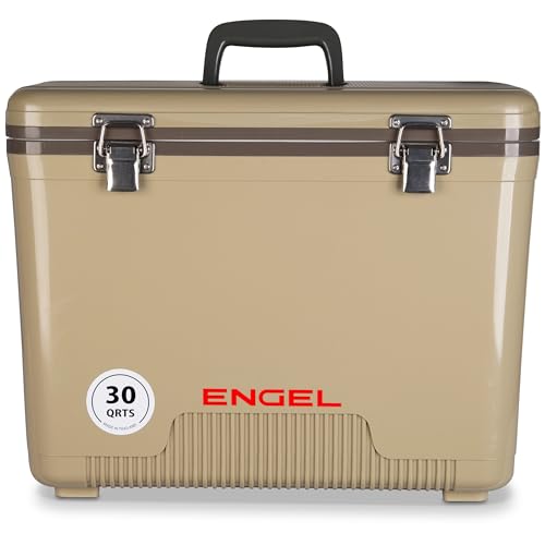 Engel UC30 Tan 30QT Leak-Proof Hard Shell Cooler & Drybox with Accessories