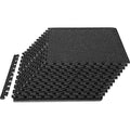 VEVOR Black & Gray Interlocking Gym Floor Tiles 25x25in 0.56in Thick - 12 pcs, Rubber & EVA Foam Workout Mats for Home & Exercise