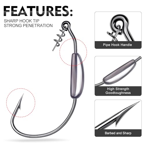Weighted Swimbait Hooks 25pcs Set for Bass Fishing - Size 1/0 to 5/0
