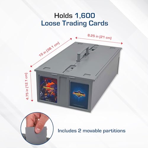 BCW 2 Pack Collectible Card Storage Bins Holds 1600 Cards Each Stackable Gray