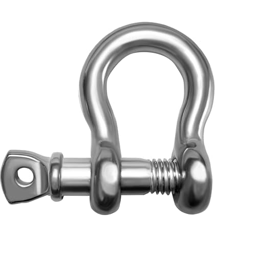 3/8 Inch 4 Pack Stainless Steel D-Ring Shackles Marine Grade Heavy Duty for Boat Rigging