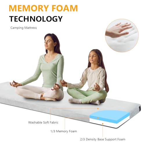 Outvita 75x25x3 Inch Portable Camping Memory Foam Mattress with Pillow, Gray