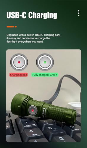 Mini Keychain Flashlight 700 Lumens with USB-C Charging - Green - NANO V3