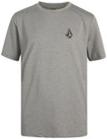 Volcom Boys Short Sleeve Rash Guard Surf Shirt UPF 50+ Quick Dry Heather Grey / 10-12