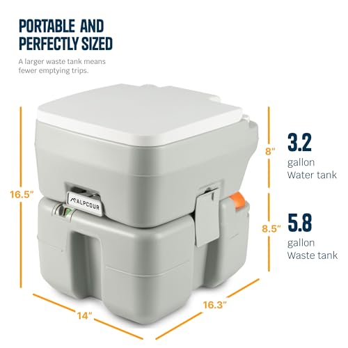 Alpcour 5.8 Gallon Portable Toilet with Pump Flush for Camping & RV