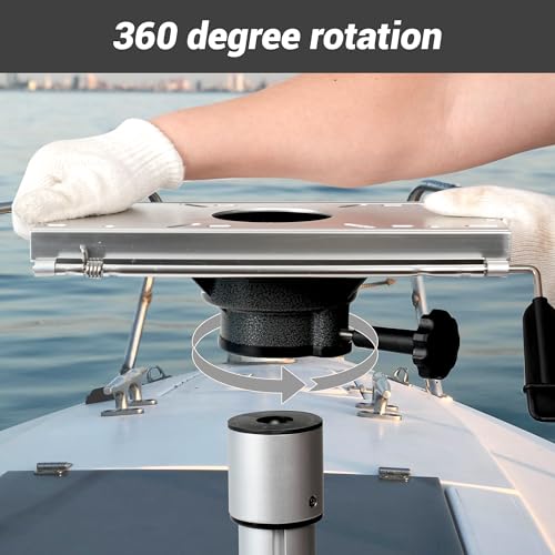 Boat Seat Slide with Locking Mount for 2-7/8 Inch Pedestal Post - Swivels 360°