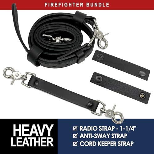 Boston Leather Firefighter Radio Holder Bundle Black - Anti-Sway & Strap