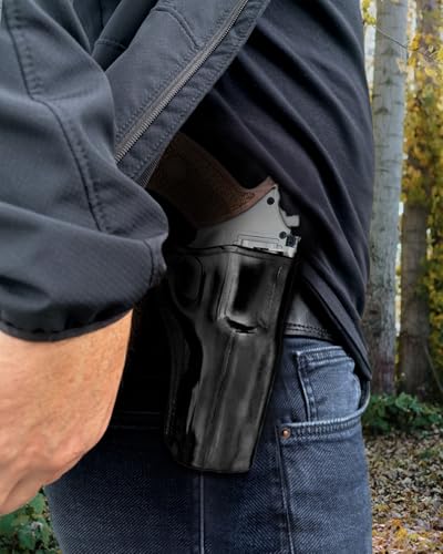 Genuine Leather OWB Paddle Holster for Rhino 50DS .357 Mag / 9mm 5" Barrel