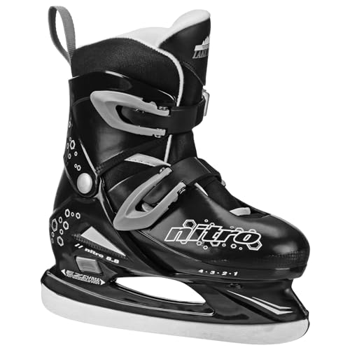 Lake Placid Boys Nitro 8.8 Adjustable Ice Skates Grey Small 11-13
