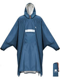 ANYOO Waterproof Hooded Rain Poncho for Adults with Zipper - Blue