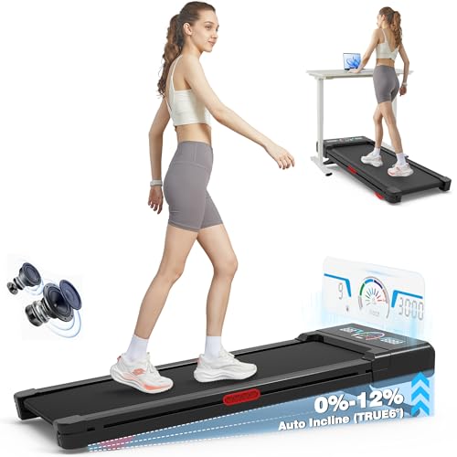 Trailviber Black Walking Pad Treadmill with Auto Incline & Bluetooth, Under Desk Exercise Equipment