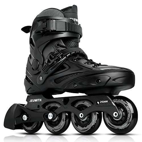 Jeuwith Unisex Inline Skates for Men Women - Black, 29.5cm, Size 10-11 Men / 11-12 Women, Outdoor Fitness Blades
