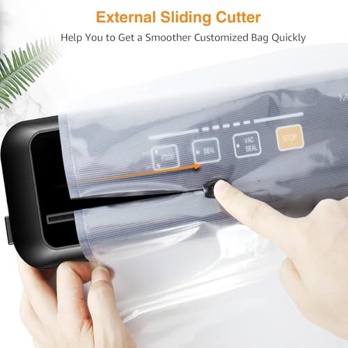 MEGAWISE Silver Portable Vacuum Sealer Machine with External Vacuum & Cutter, Food Preservation