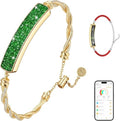 MUSINOTE Light Green Floral Gold Emerald 2-in-1 Crystal Smart Bracelet for Women with Heart Rate & Sleep Tracking