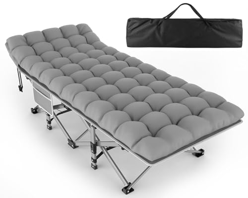 Camping Cot for Adults with Mattress - Heavy-Duty Folding Bed, 1200D Oxford, Supports 500LBS, 28