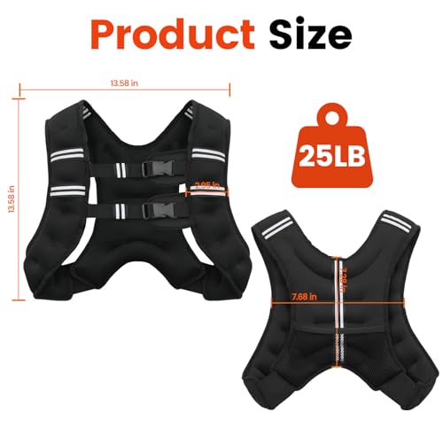 Poudee 25 lb Weighted Vest for Men Women - Adjustable Body Workout Resistance