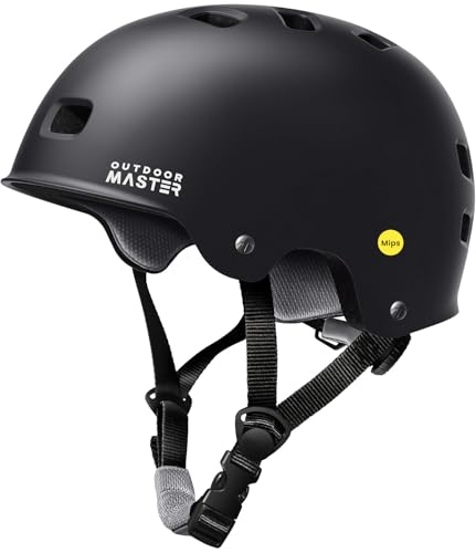 OutdoorMaster MIPS Adult Skateboard & Cycling Helmet Black Large