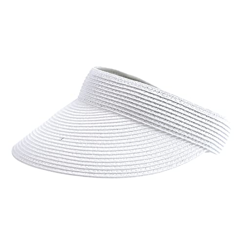 Women's Mixed Braid Brim Sun Visor Hat - One Size White - Sun Protection