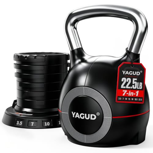 Adjustable Kettlebell Set 22.5lbs with 7-Level Rapid Weight Change for Strength Training