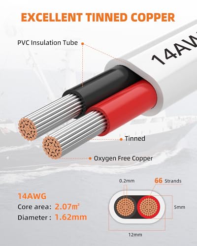 Marine Grade Duplex Wire 14 Gauge, 100FT Tinned Copper Marine Wire - CONEPY