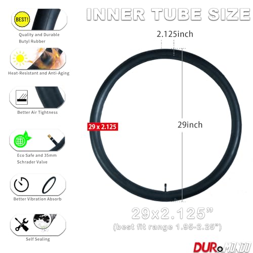 2-Pack 29x2.125 Mountain Bike Tires with Inner Tubes and Levers - Off-Road Puncture-Resistant