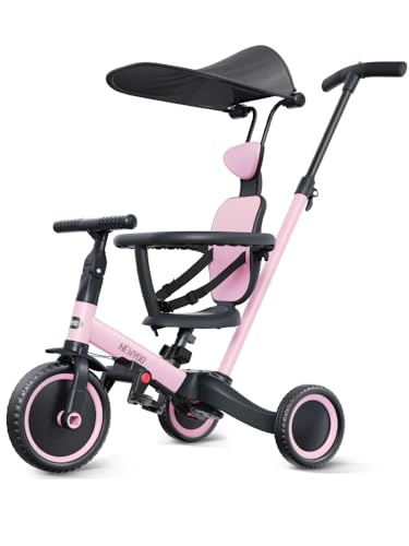 Pink 6-in-1 Toddler Tricycle Bike for 1-3 Years - Adjustable & Safe