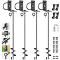 30 Inch Ground Anchors Screw-in Set of 4 Heavy Duty Outdoor Stakes & Brackets
