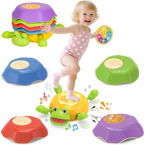 Kids Light Up & Sound Stepping Stones Set - Frog Path Jumping Toy, 5 Pieces