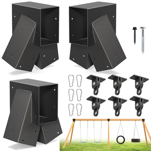 3-Pack A-Frame Swing Set Bracket Kit with 6 Hangers for Outdoor Playgrounds - Black Variation of THIS listing