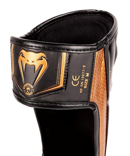 Venum Elite Evo Shin Guards - Black & Bronze, Medium, MMA Protective Gear