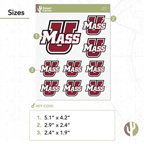 UMass Minutemen Sticker Decal - 8.5 x 11 Inch Vinyl Sports Fan Sticker Sheet
