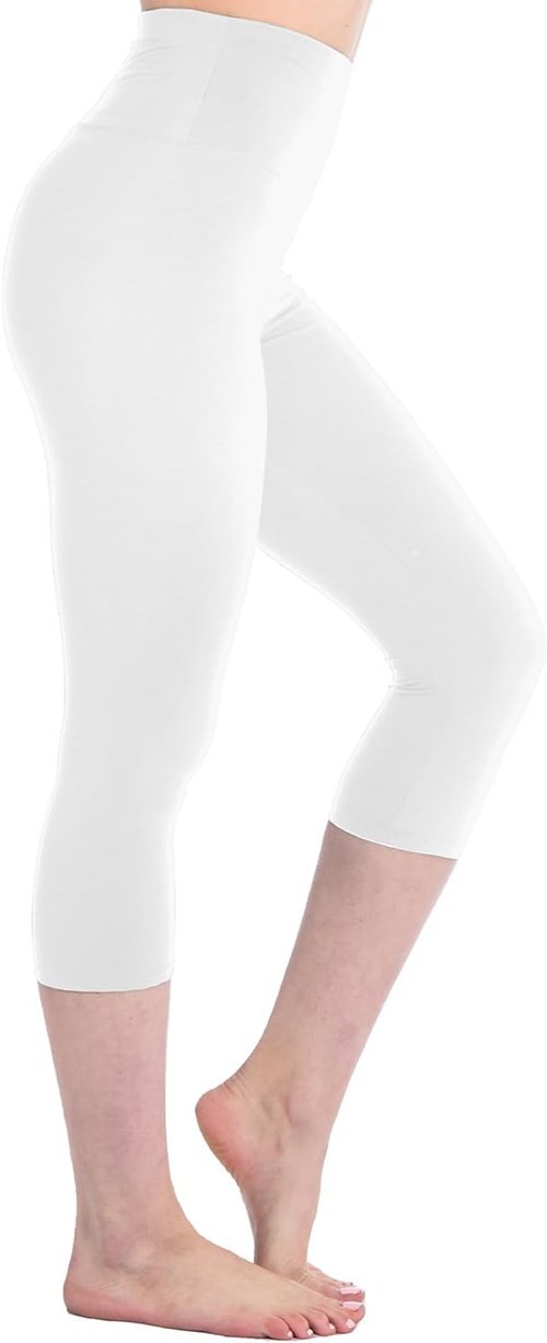 Ipletix Capri Leggings - High Waist Women's Yoga Pants for Comfort & Style | Soft White