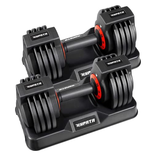 Adjustable Dumbbell Set 25/50/55 lbs with Quick-Change Weights for Home Gym - Black
