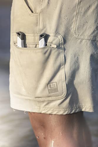 HUK Men's Cargo Shorts - Large Khaki, 7 Inch Inseam, Quick Dry, Sun Protection