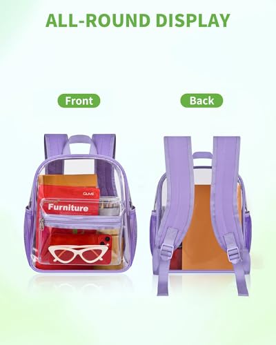 Purple Clear Stadium Backpack 12x11x6 Inches Approved for Security