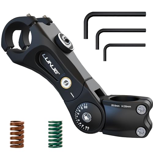 LUNJE Black 120° Adjustable Bicycle Suspension Stem for MTB Gravel & Hybrid Bikes