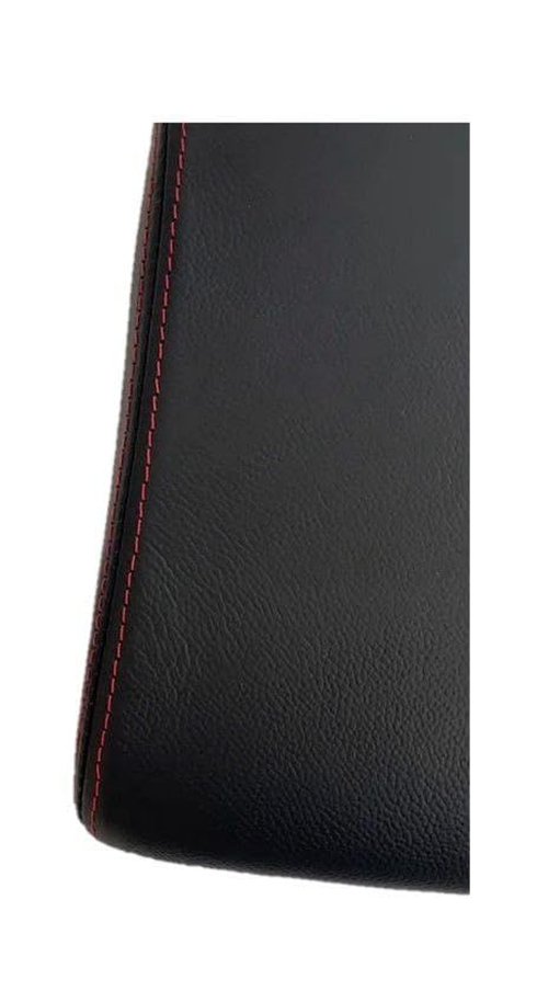 Black Genuine Leather Center Console Armrest Cover in Red Stitch for Subaru Impreza WRX STI Crosstrek 2008 2009 2010 2011 2012 2013 2014 2015 2016 2017 (Made in USA)