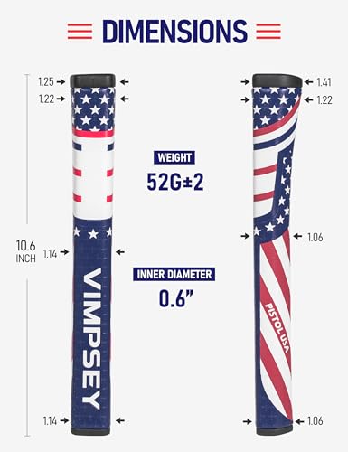 Pistol Golf Putter Grip 2.0 USA Blue - Comfortable Polyurethane, Unique Parallel Design