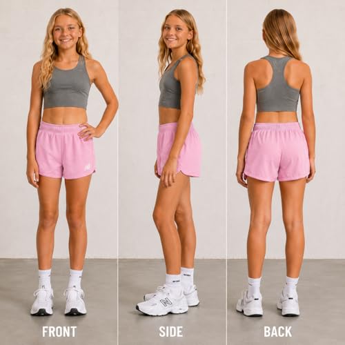 Girls Mesh Dolphin Running Shorts 2 Pack - Jade Pink Sugar, Outdoor Performance