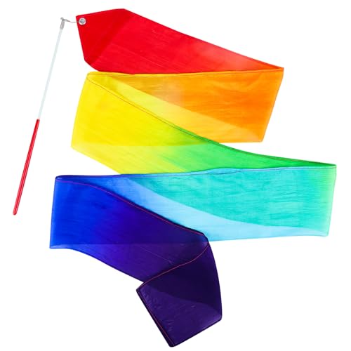 2-Pack Rainbow Silk Dance Ribbons for Kids Gymnastics & Party Fun