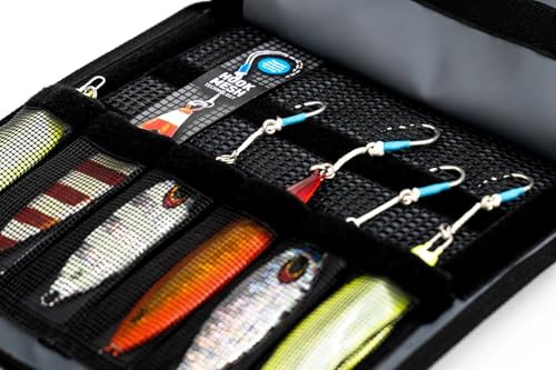 Nomad Design Jig Wallet Grey - Waterproof Fishing Lure Organizer with Hook Mesh System, 12 Pockets