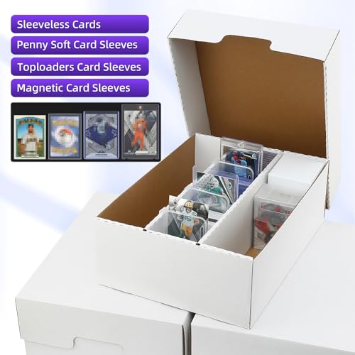 2 Pack Trading Card Storage Box 4200 Capacity with Dividers & Sleeves for MTG, TCG, Sports Cards