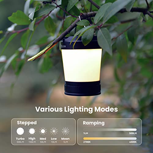 Sofirn LT1S LED Camping Lantern - Rechargeable, Dimmable Warm & Cool Light, Red Night Mode, 500H Battery - Black